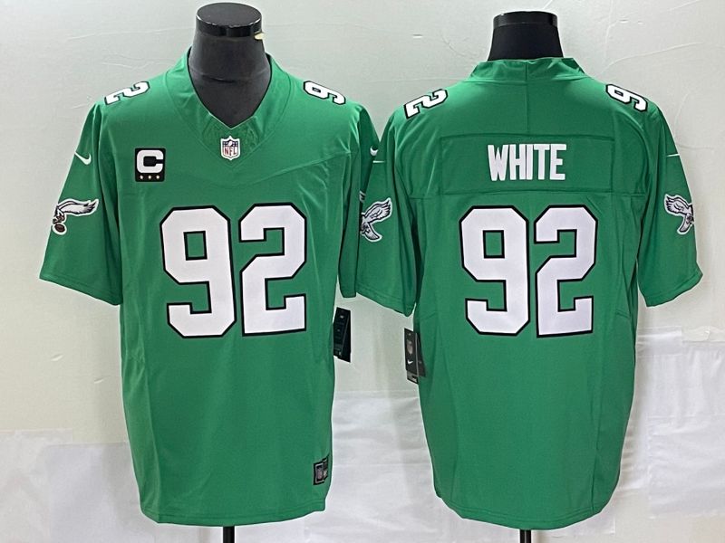 Men Philadelphia Eagles 92 White Green Nike Throwback Vapor Limited NFL Jerseys
